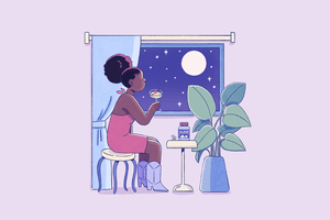 person looking out the window